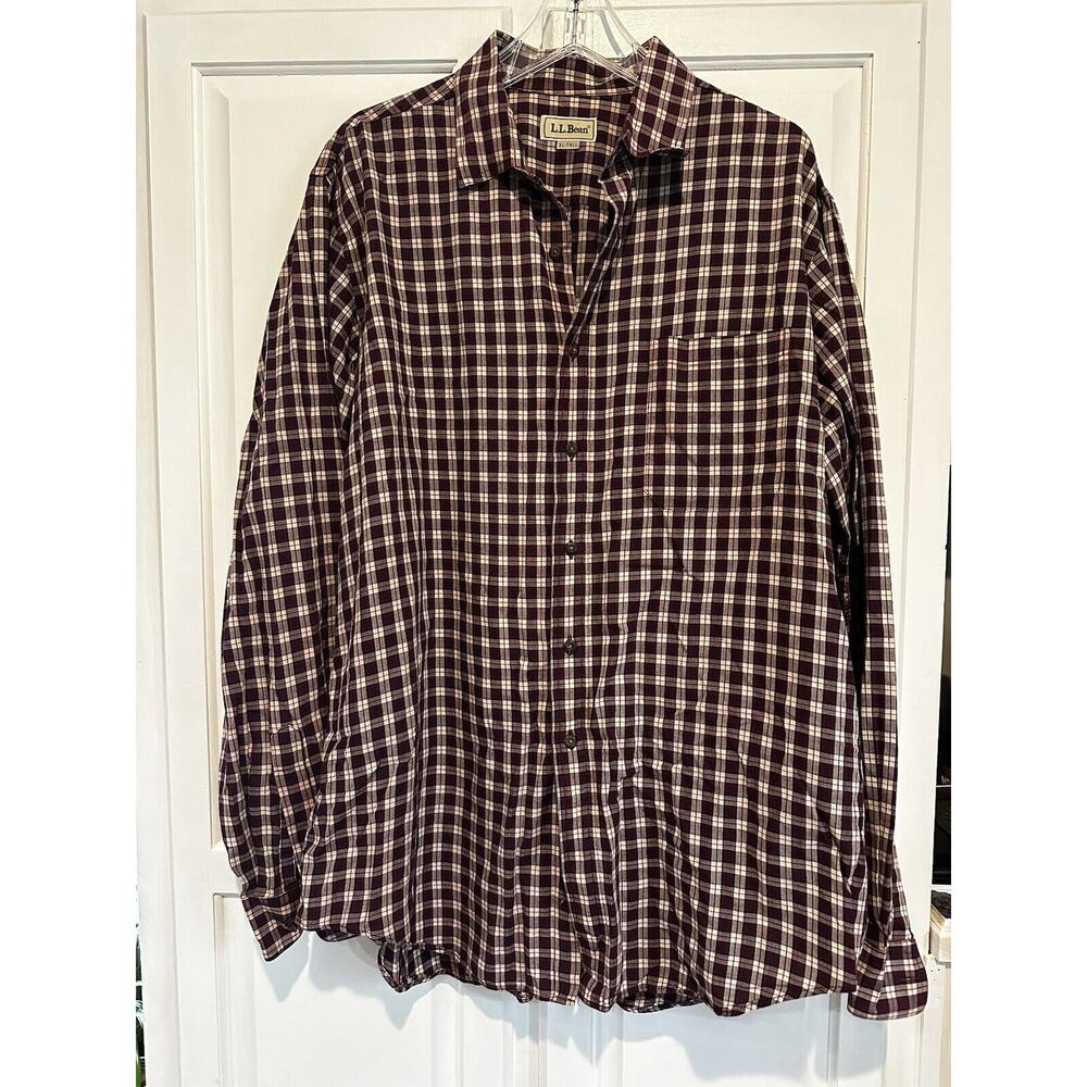 Vintage LL Bean Shirt Men’s Size XLT Tall Button Up Plaid Casual USA Made